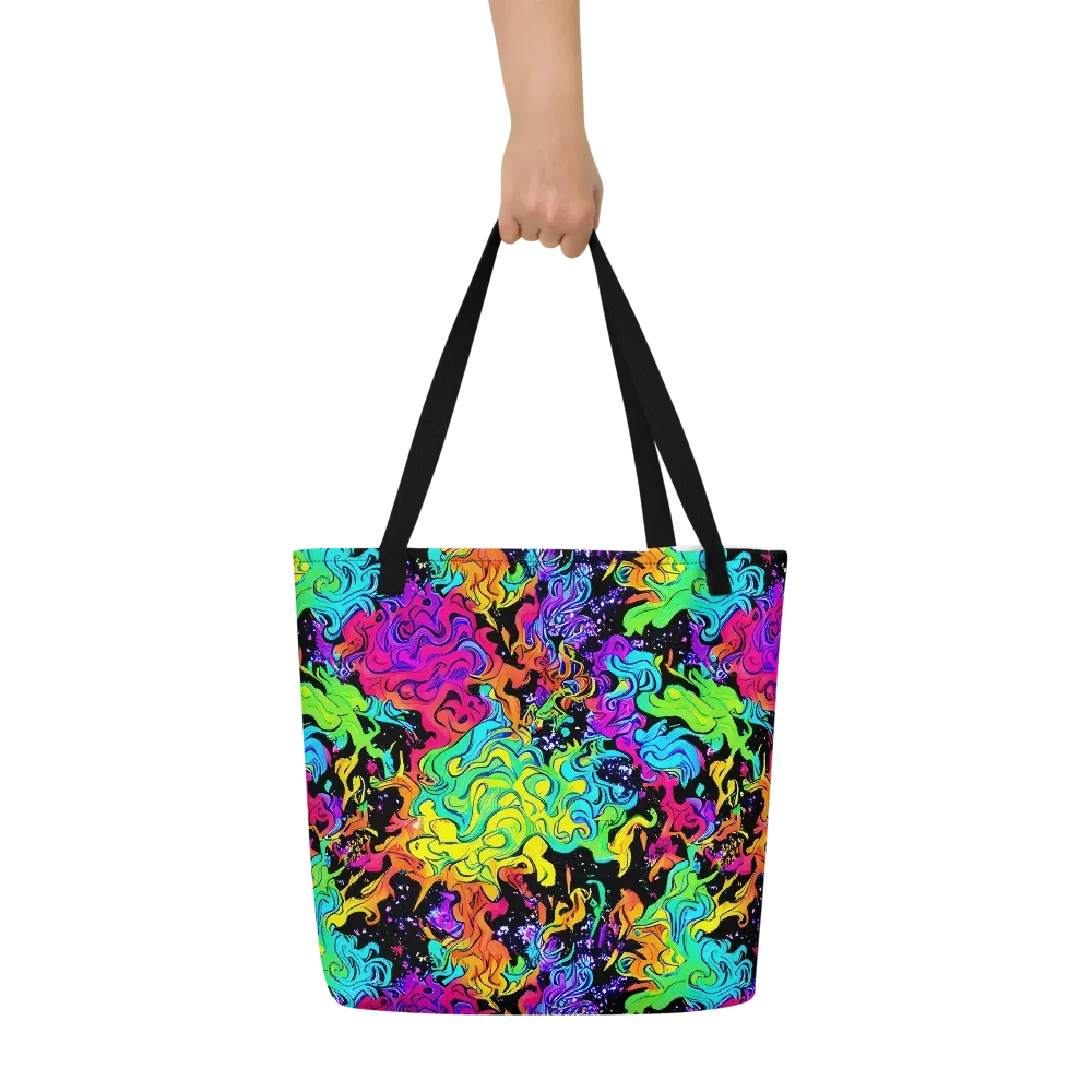 Rainbow Voltage on Large Tote Bag W/ Pocket — Front
