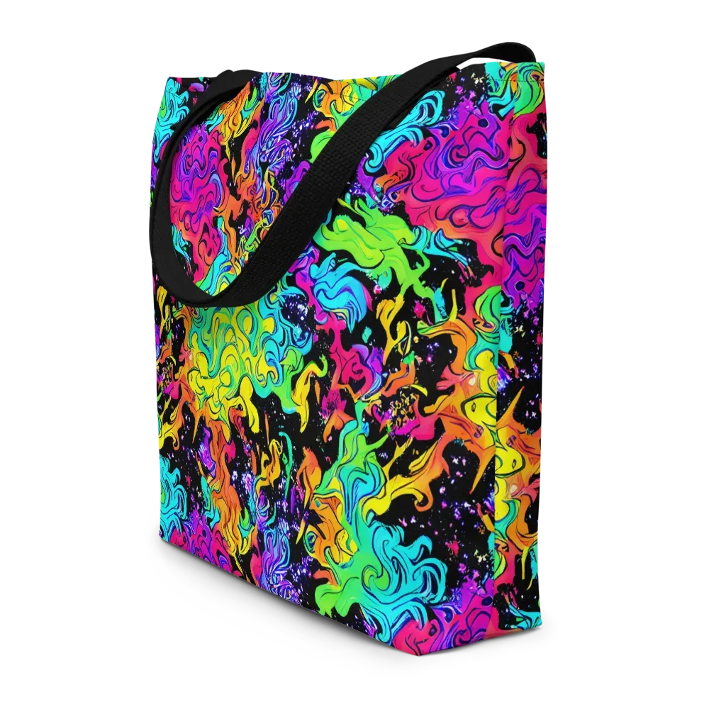 Rainbow Voltage on Large Tote Bag W/ Pocket — Front