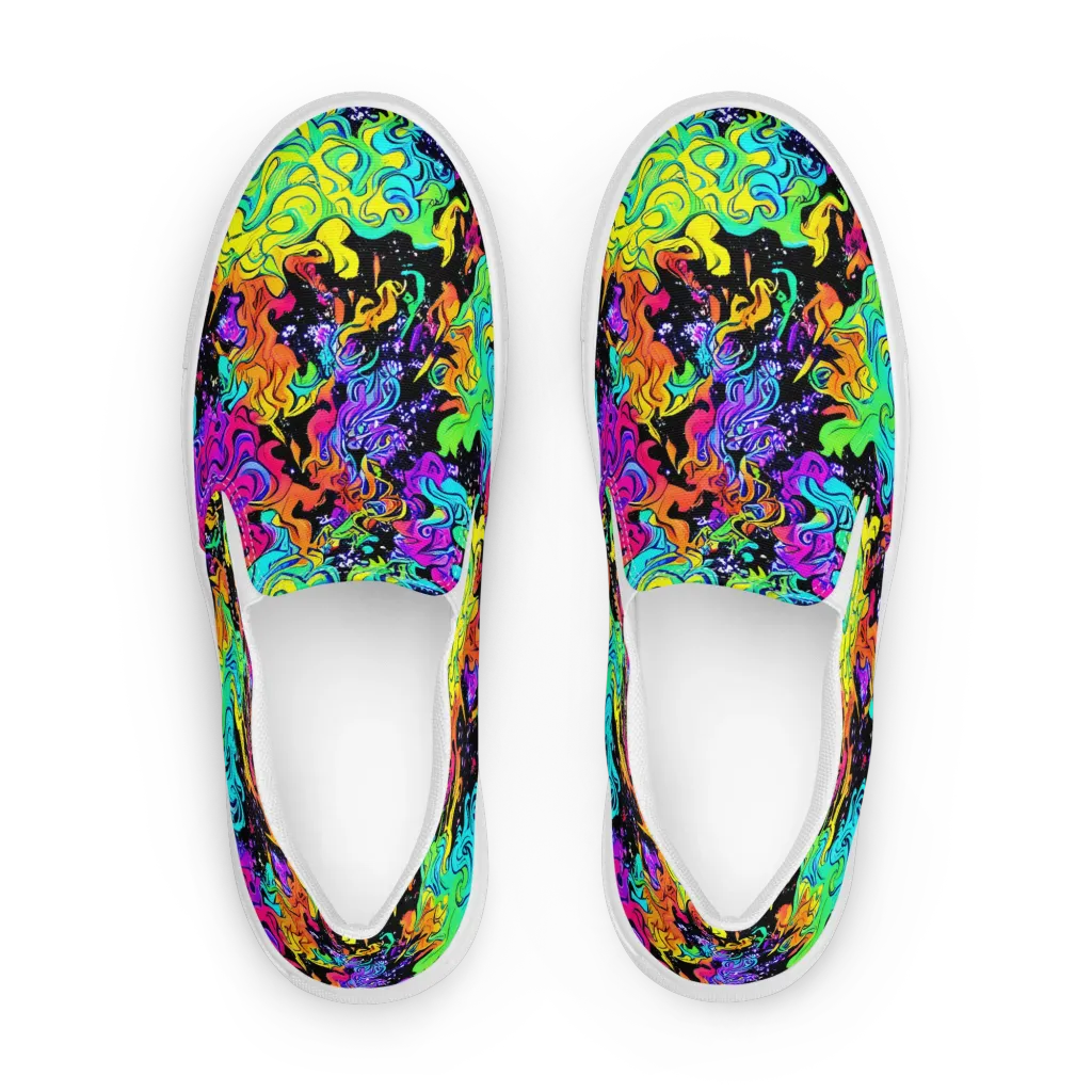 Rainbow Voltage on Women's Slip-On Canvas Shoes — Front