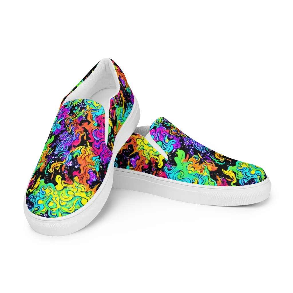 Rainbow Voltage on Women's Slip-On Canvas Shoes — Left Front