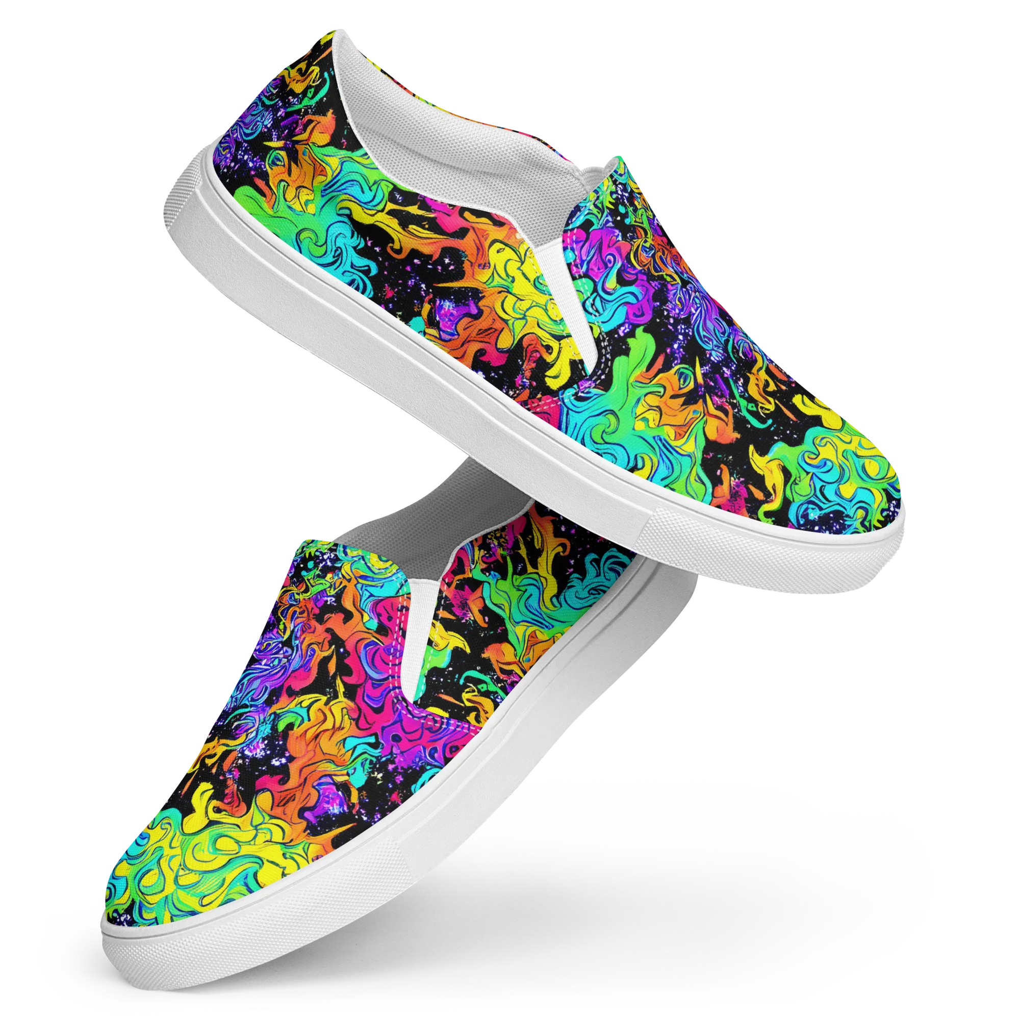 Rainbow Voltage on Women's Slip-On Canvas Shoes — Front
