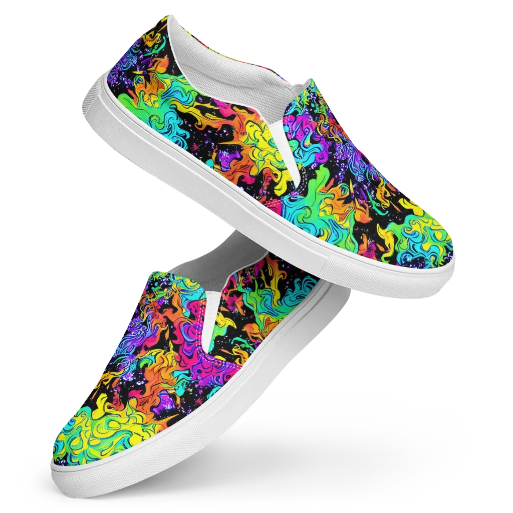 Rainbow Voltage on Women's Slip-On Canvas Shoes — Front