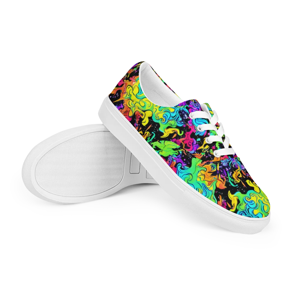 Rainbow Voltage on Men's Lace-Up Canvas Shoes — Right Front