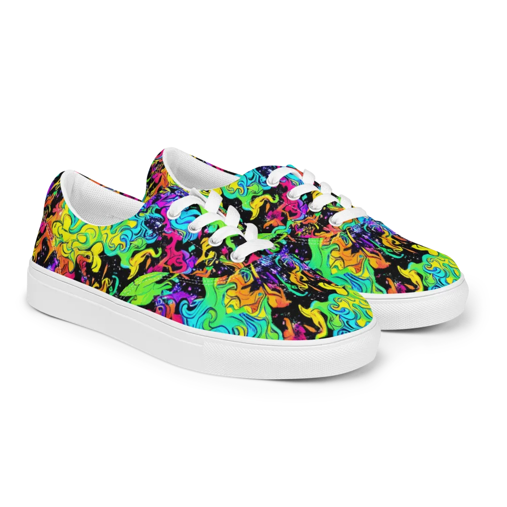 Rainbow Voltage on Men's Lace-Up Canvas Shoes — Right Front