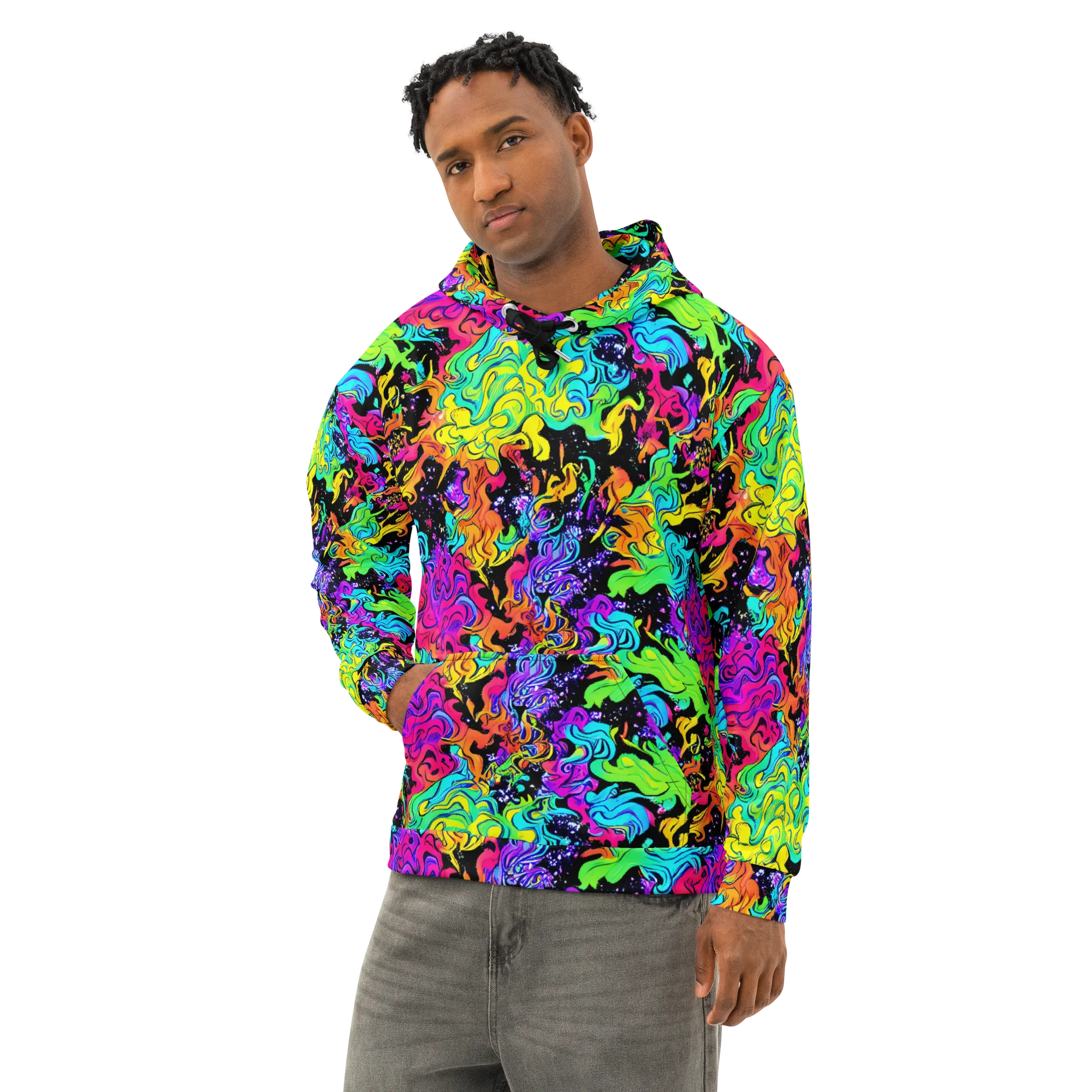 Rainbow Voltage on Cotton Hoodie — Left Front