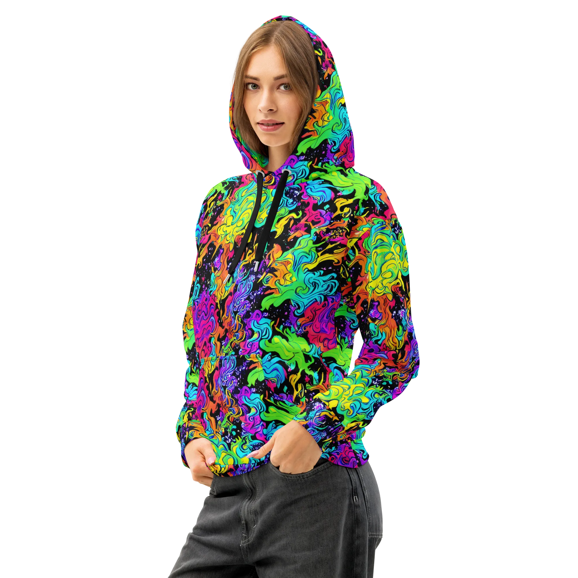 Rainbow Voltage on Cotton Hoodie — Left Front