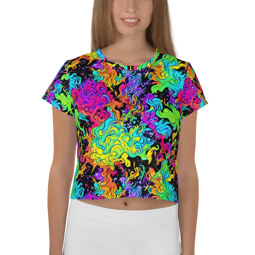 Rainbow Voltage on Crop Tee — Front