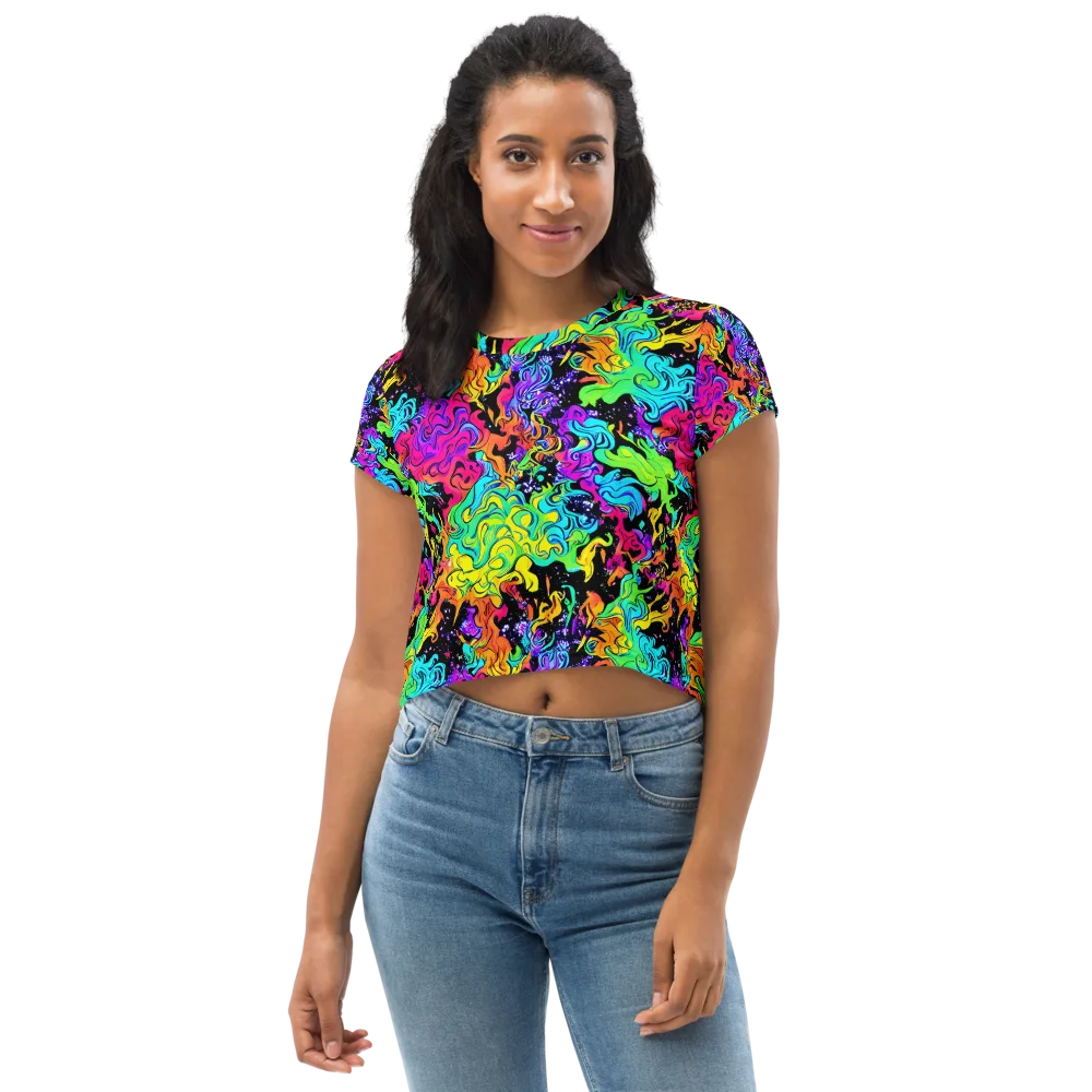Rainbow Voltage on Crop Tee — Front