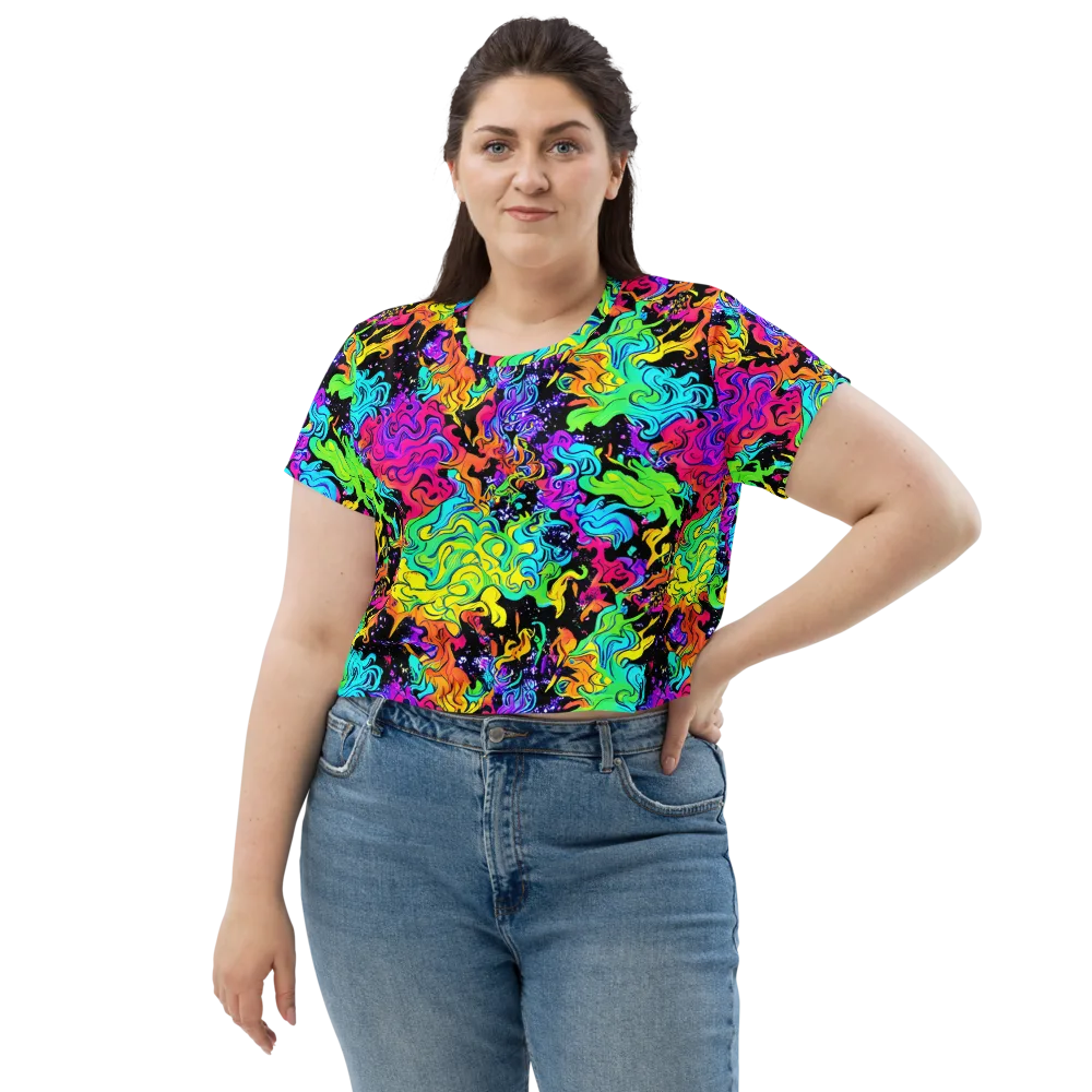 Rainbow Voltage on Crop Tee — Front