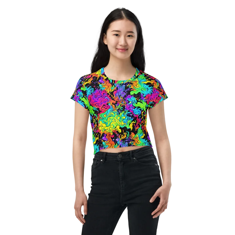Rainbow Voltage on Crop Tee — Front