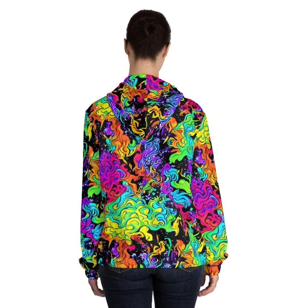 Rainbow Voltage on Women's Full-Zip Hoodie — Back On Person