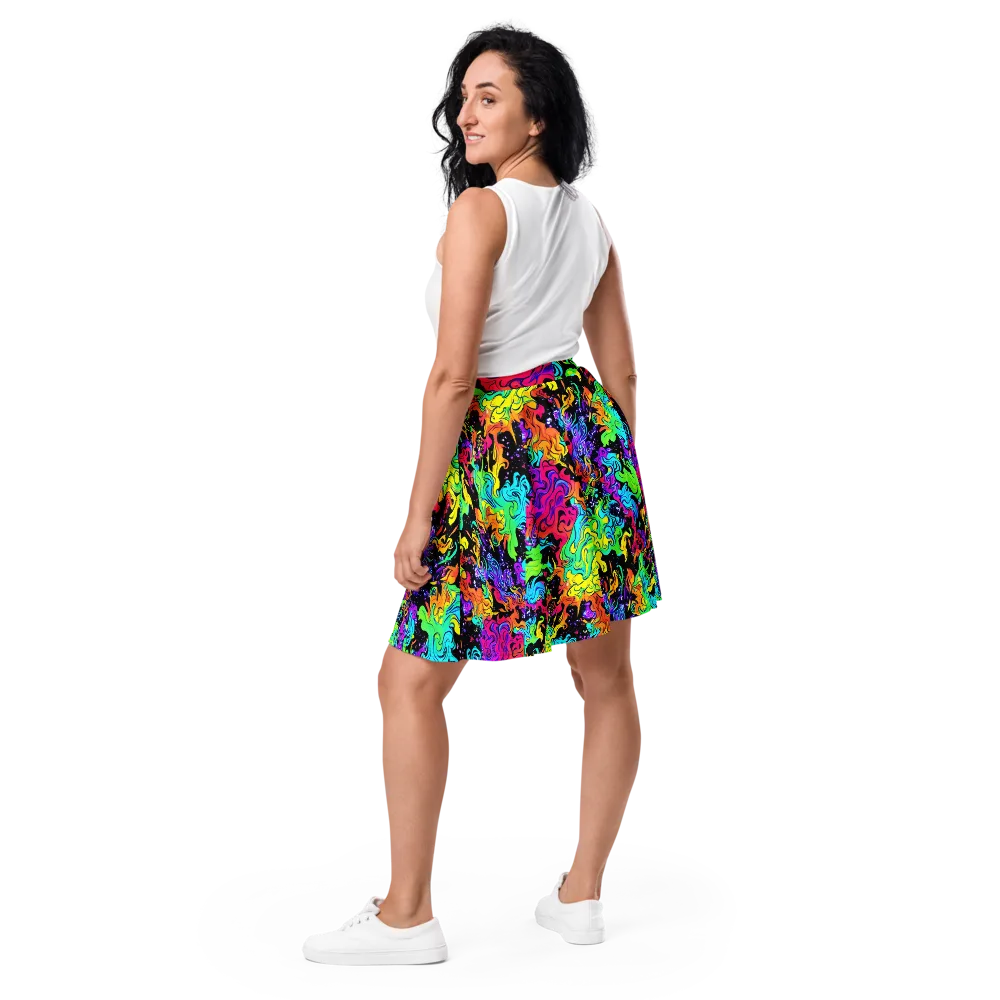 Rainbow Voltage on Skater Skirt — Back