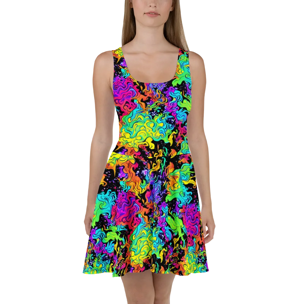 Rainbow Voltage on Skater Dress — Front