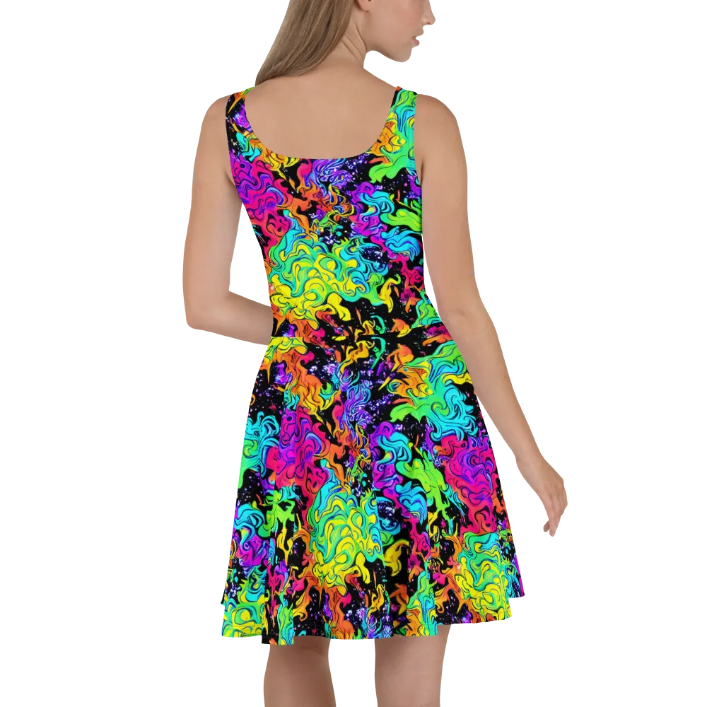 Rainbow Voltage on Skater Dress — Back