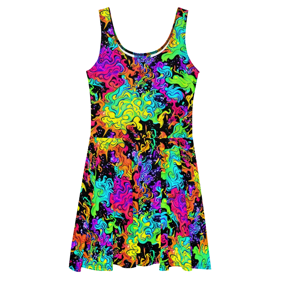 Rainbow Voltage on Skater Dress — Front
