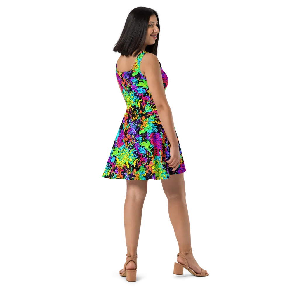 Rainbow Voltage on Skater Dress — Right
