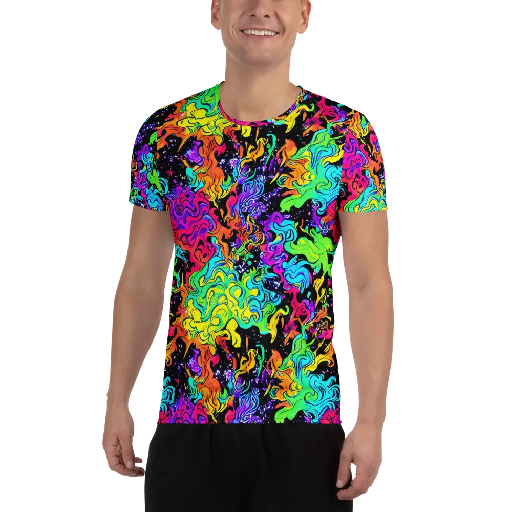 Rainbow Voltage on Men's Athletic T-Shirt — Front