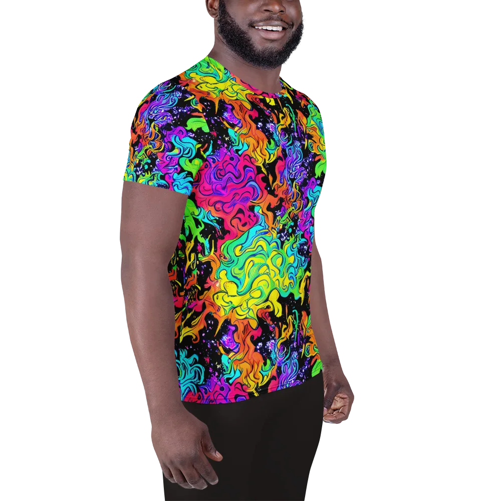 Rainbow Voltage on Men's Athletic T-Shirt — Right