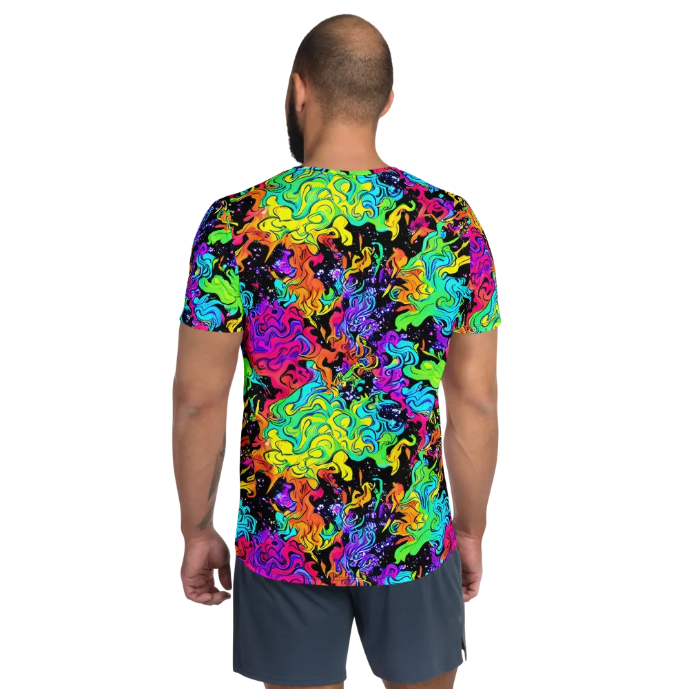 Rainbow Voltage on Men's Athletic T-Shirt — Back