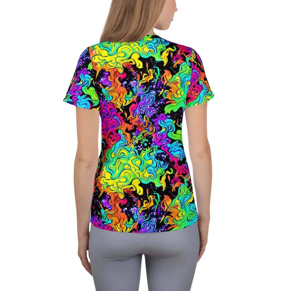 Rainbow Voltage on Women's Athletic T-Shirt — Back