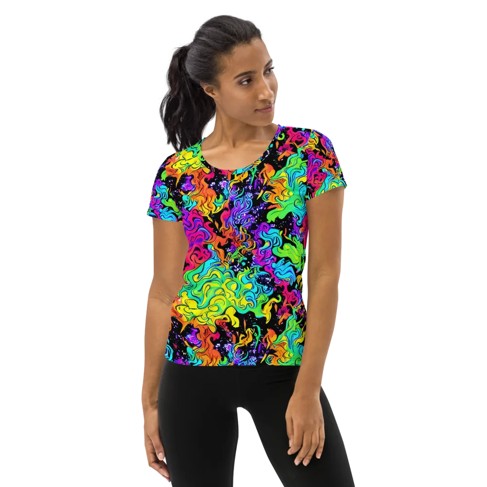 Rainbow Voltage on Women's Athletic T-Shirt — Front
