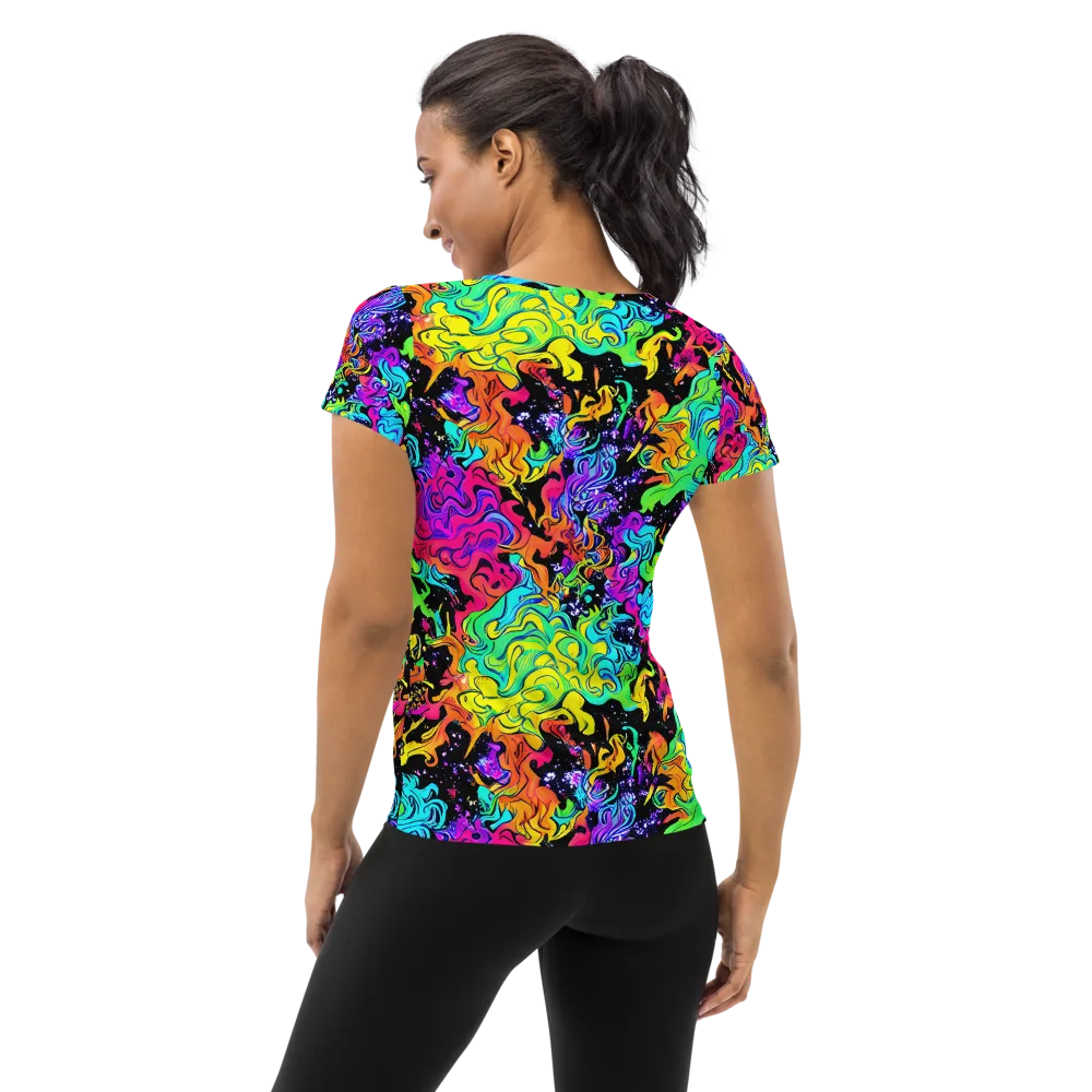 Rainbow Voltage on Women's Athletic T-Shirt — Back