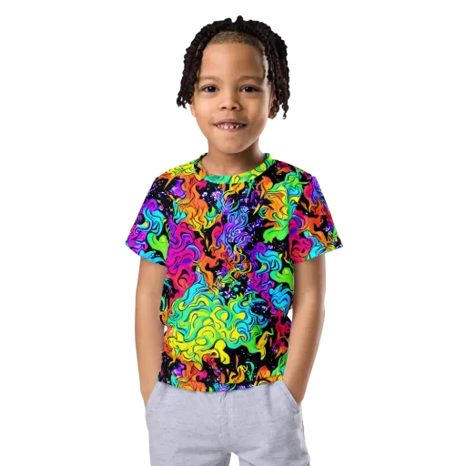 Rainbow Voltage on a Kids Crew Neck T-Shirt