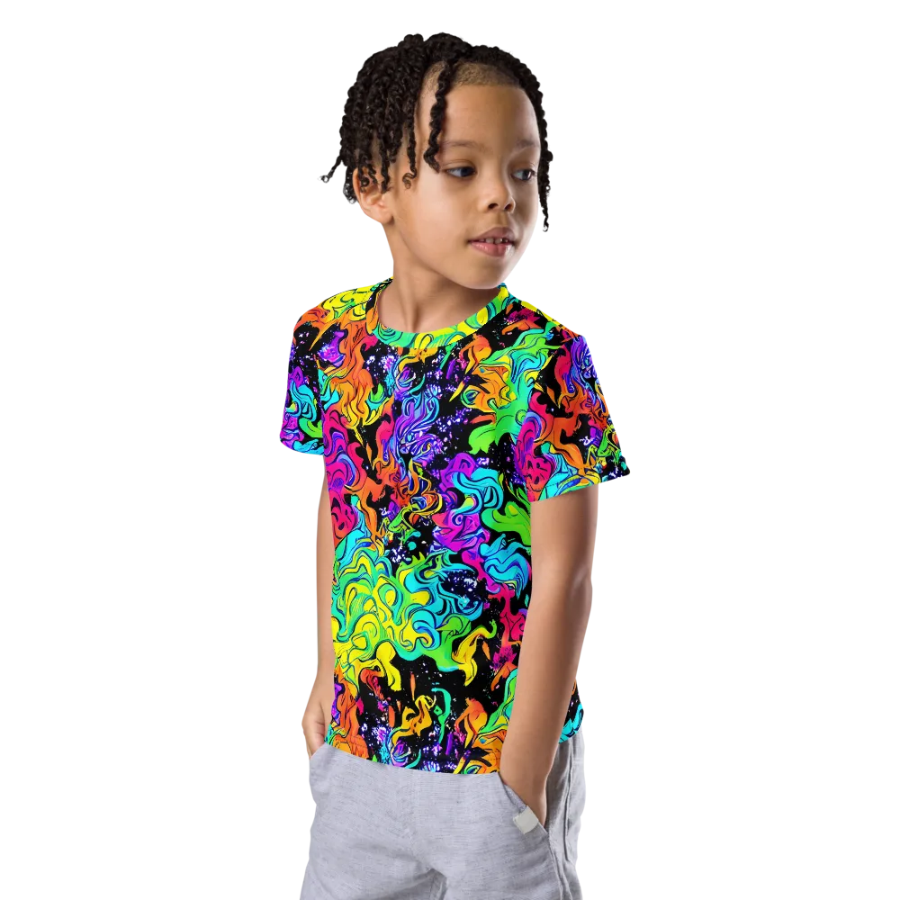 Rainbow Voltage on Kids Crew Neck T-Shirt — Left Front