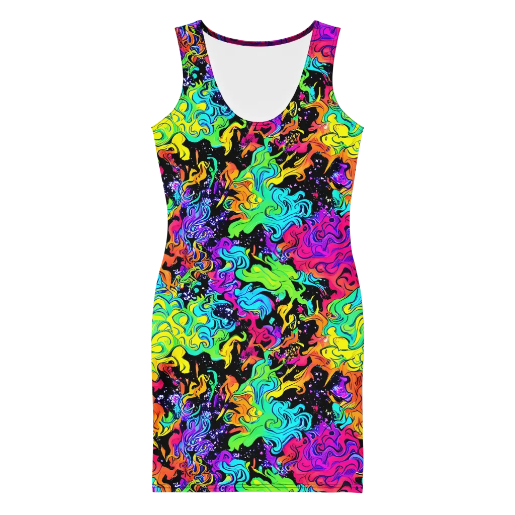 Rainbow Voltage on Bodycon Dress — Front