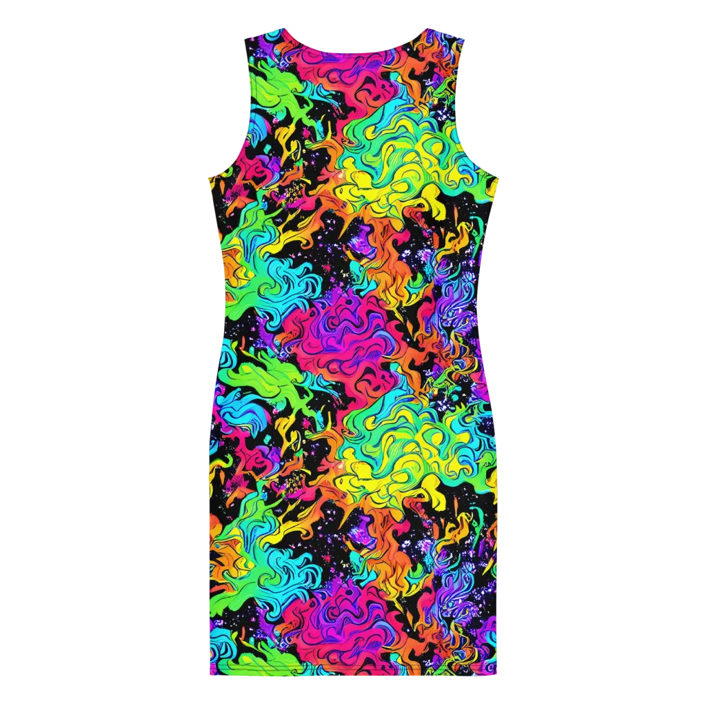 Rainbow Voltage on Bodycon Dress — Back