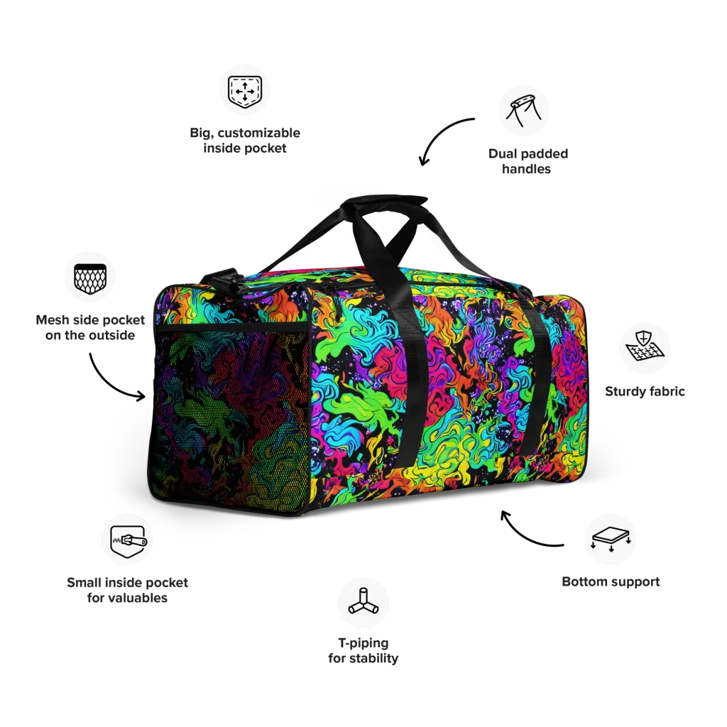 Rainbow Voltage on Duffle Bag — Right Front