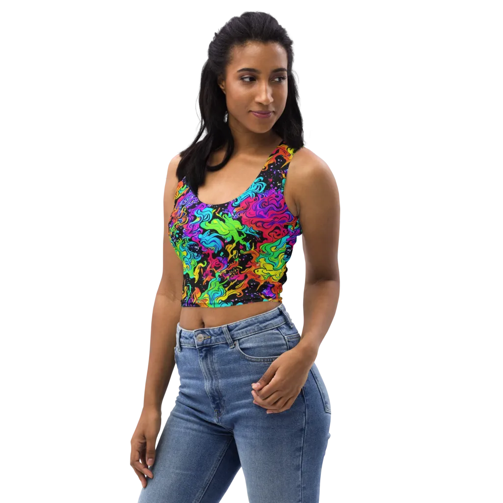 Rainbow Voltage on Crop Top — Left Front