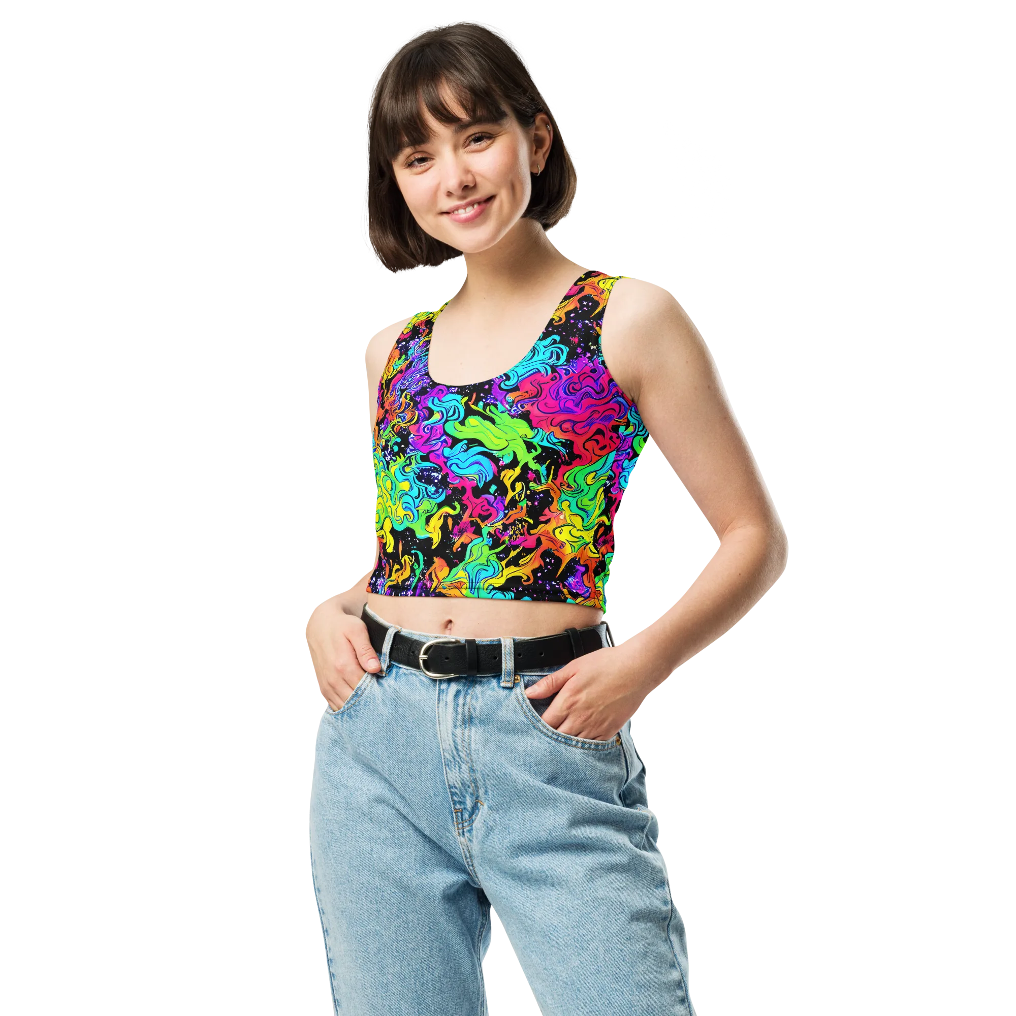 Rainbow Voltage on Crop Top — Front