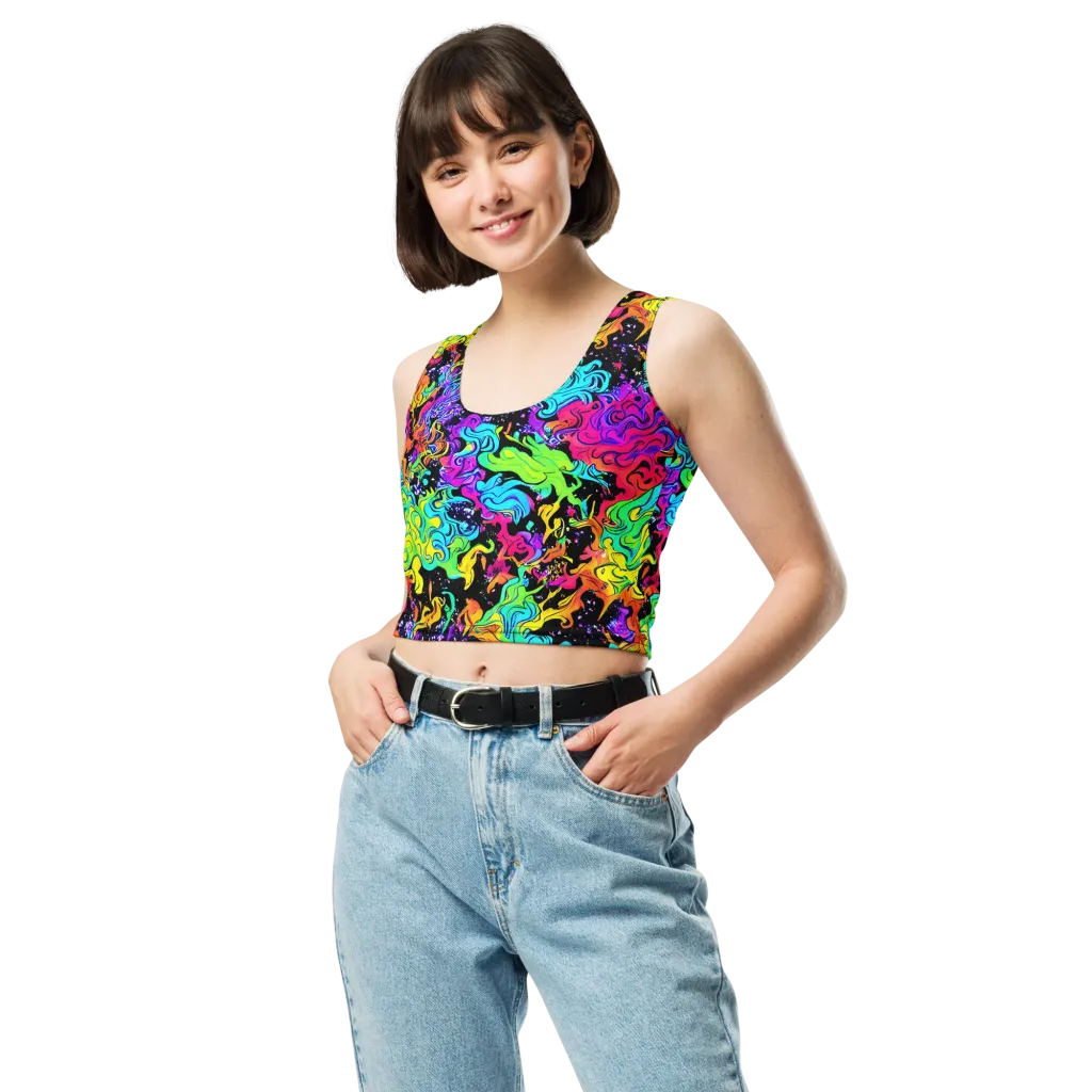 Rainbow Voltage on Crop Top — Front