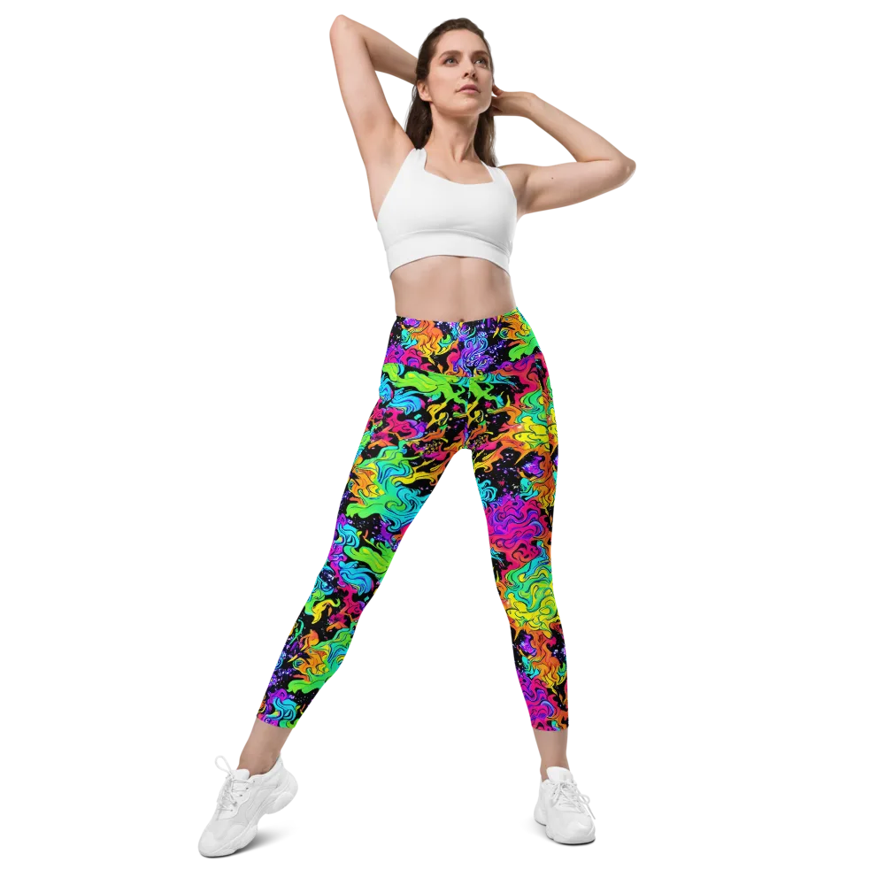 Rainbow Voltage on Leggings with Pockets — Front