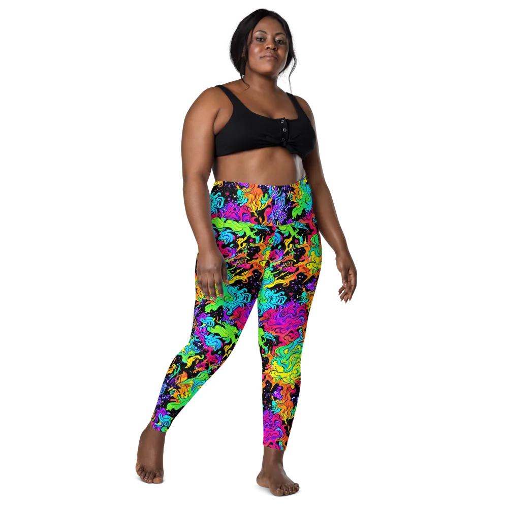 Rainbow Voltage on Leggings with Pockets — Front