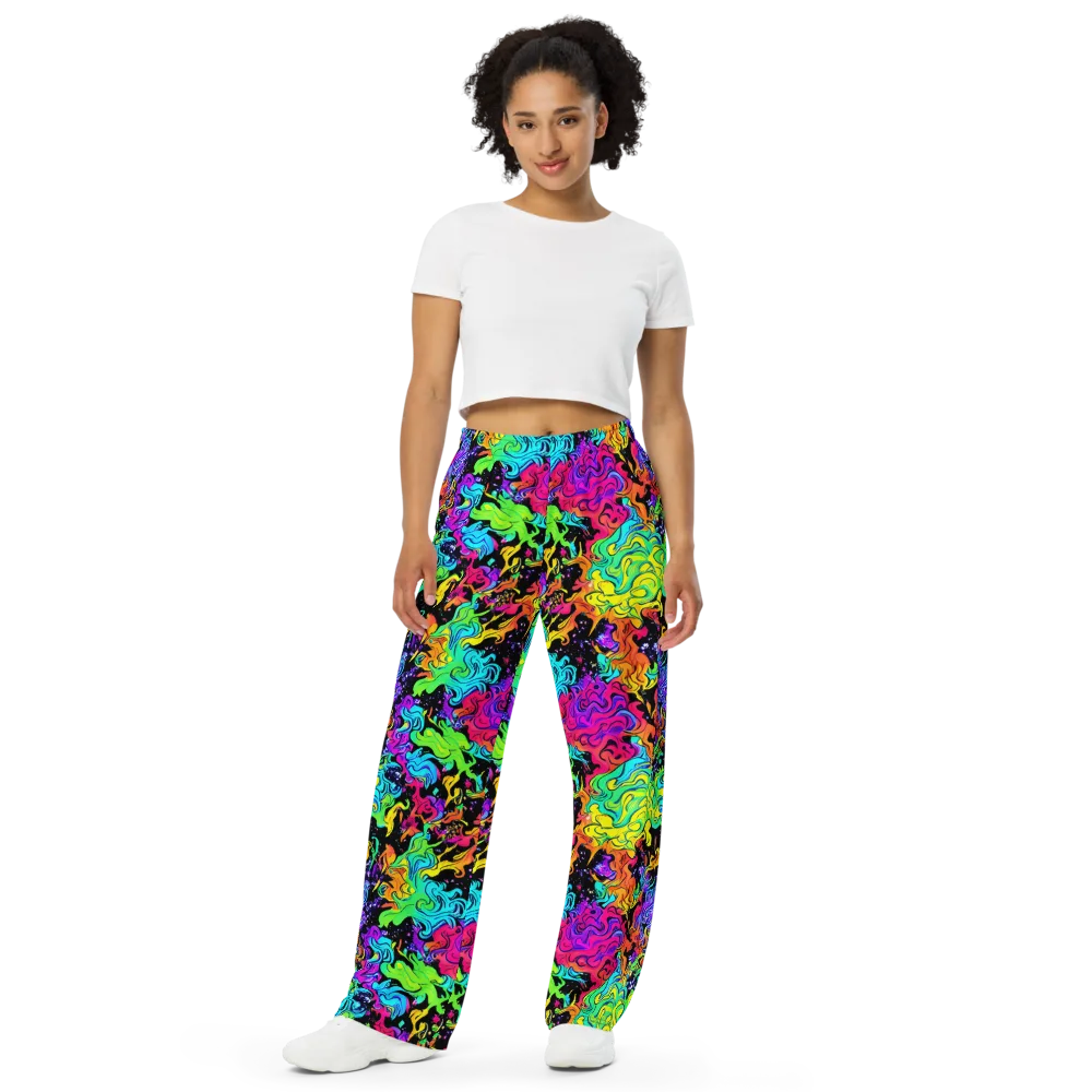 Rainbow Voltage on Wide-Leg Pants — Front