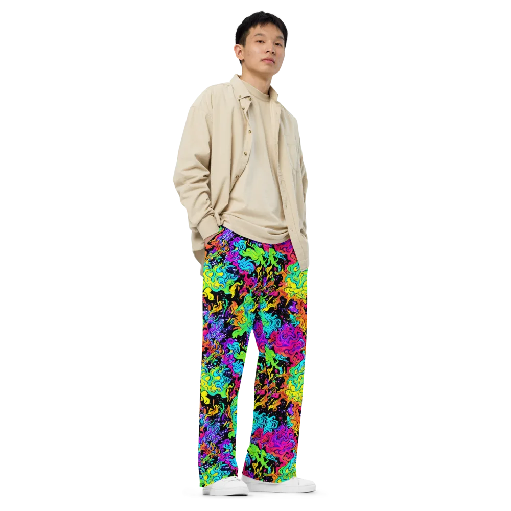 Rainbow Voltage on Wide-Leg Pants — Right Front
