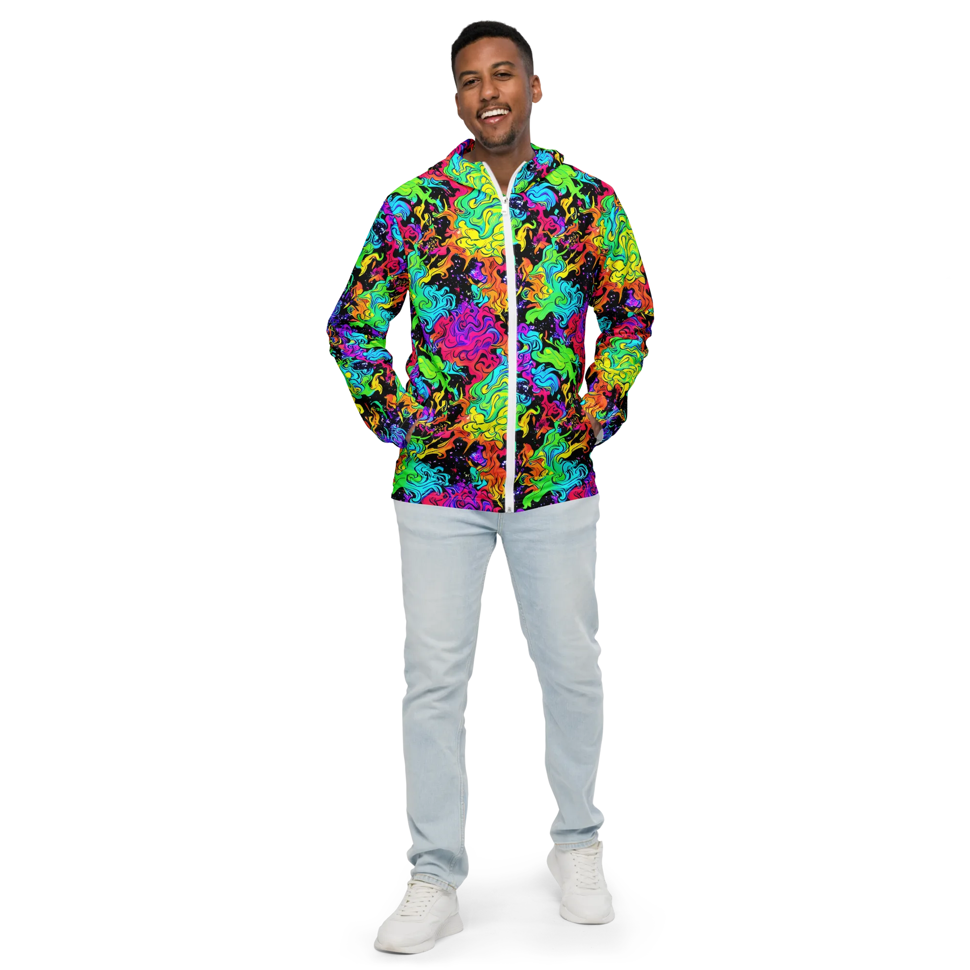 Rainbow Voltage on Men's Windbreaker — Front