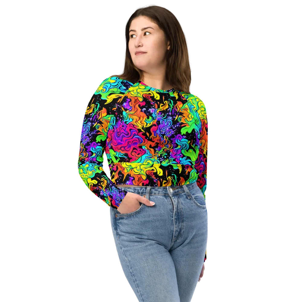 Rainbow Voltage on Long Sleeve Crop Top — Front