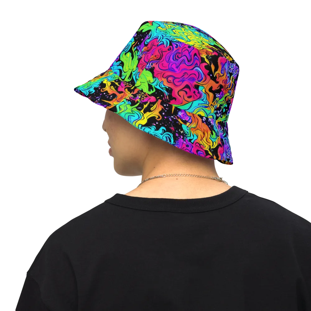 Rainbow Voltage on Reversible Bucket Hat — Back Inside