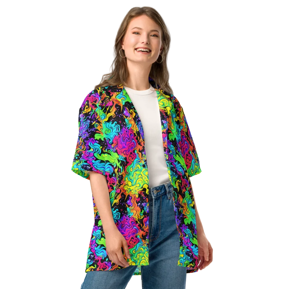 Rainbow Voltage on Button Shirt — Front