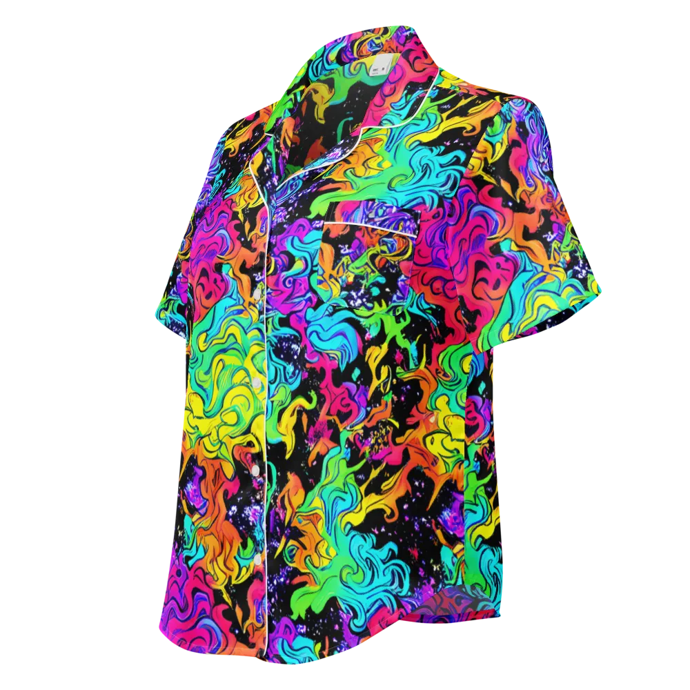 Rainbow Voltage on Women's Short Sleeve Pajama Top — Left Front