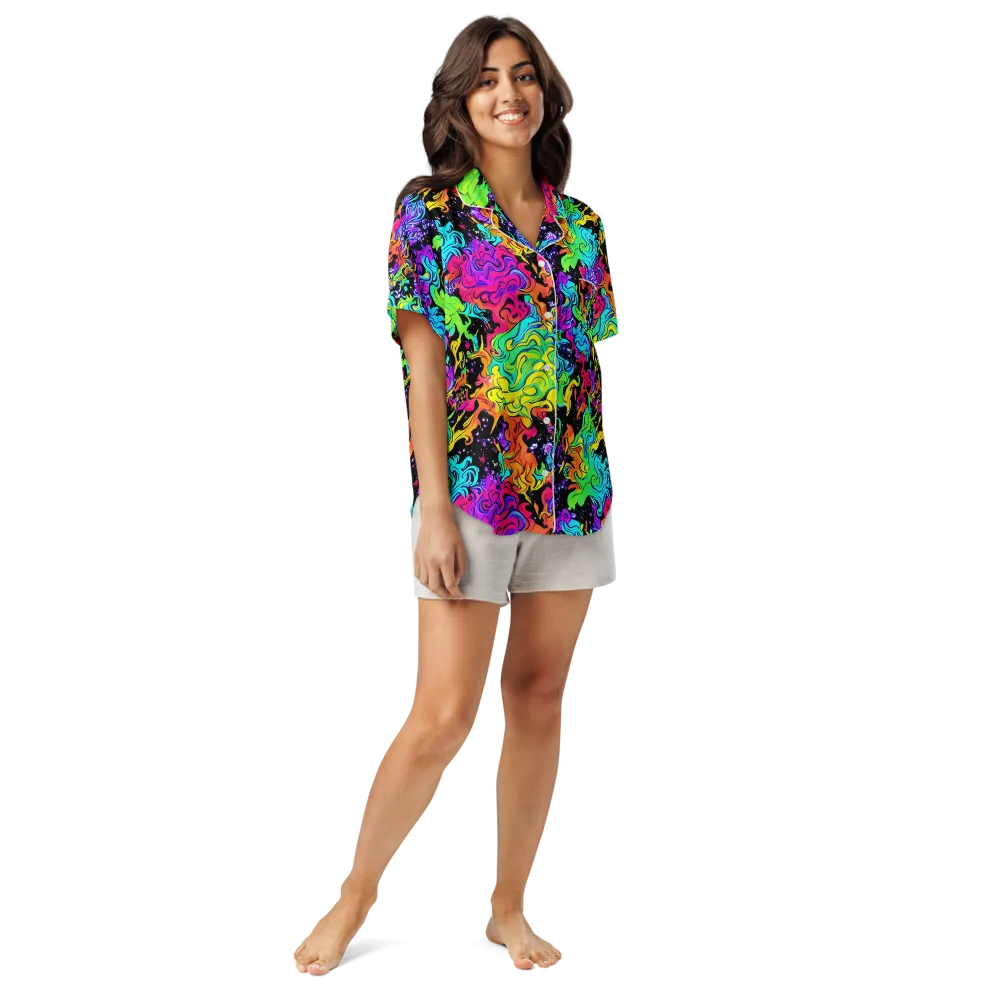 Rainbow Voltage on Women's Short Sleeve Pajama Top — Front