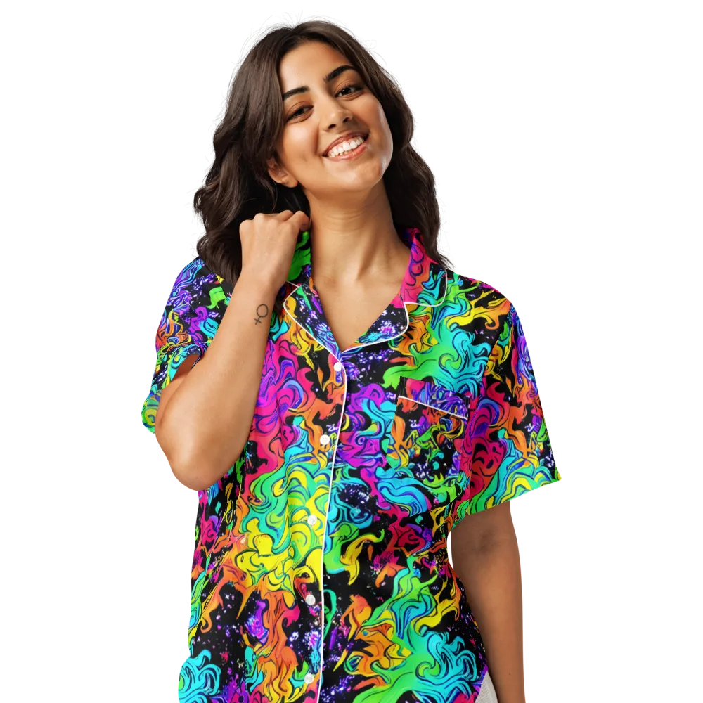 Rainbow Voltage on Women's Short Sleeve Pajama Top — Front