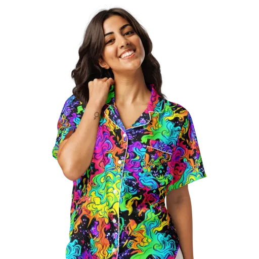 Rainbow Voltage on a Women's Short Sleeve Pajama Top