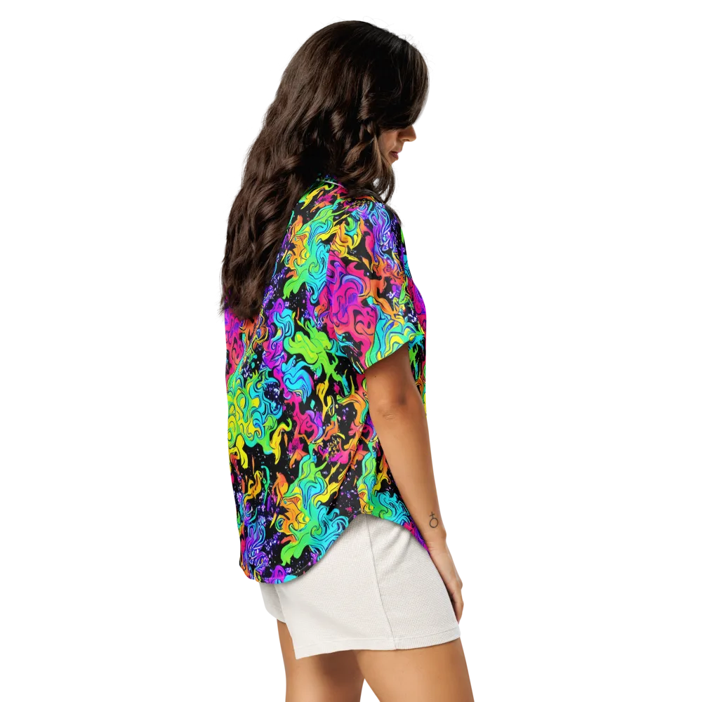 Rainbow Voltage on Women's Short Sleeve Pajama Top — Right Back