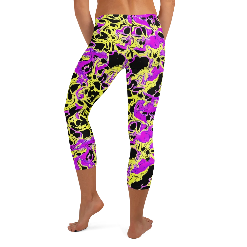 Blacklight Swirl on Capri Leggings — Back