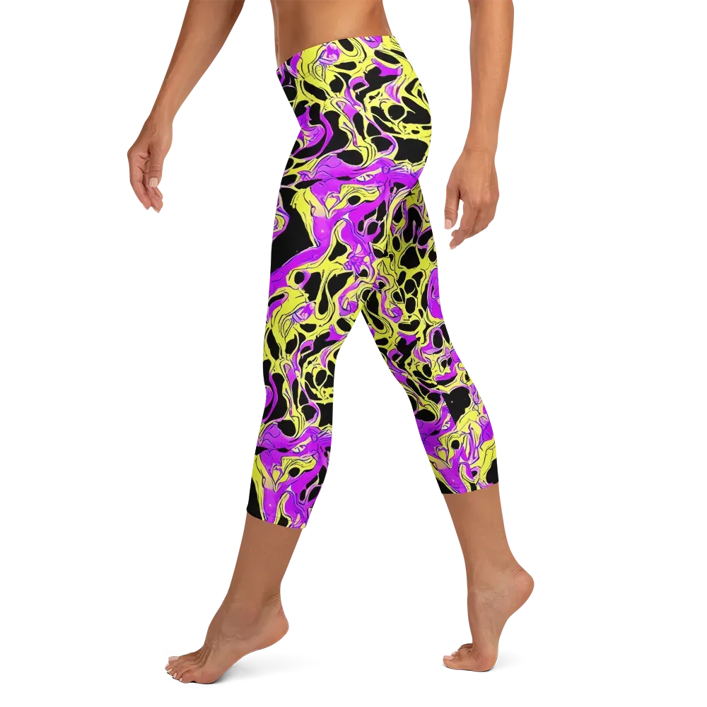 Blacklight Swirl on Capri Leggings — Left