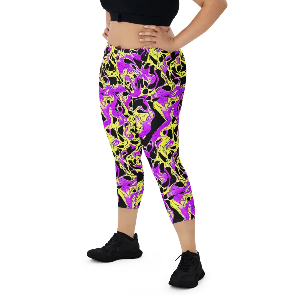 Blacklight Swirl on Capri Leggings — Front